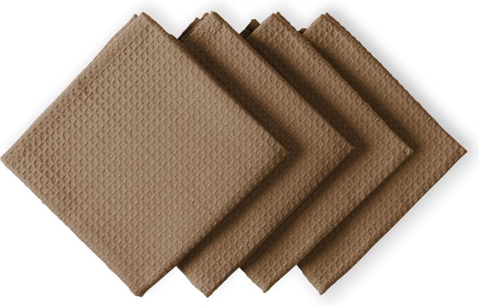 Brown Waffle Kitchen Towels, 16x26 Inch, Quick Drying, 100% Cotton, Machine by HOUSEOFORLO