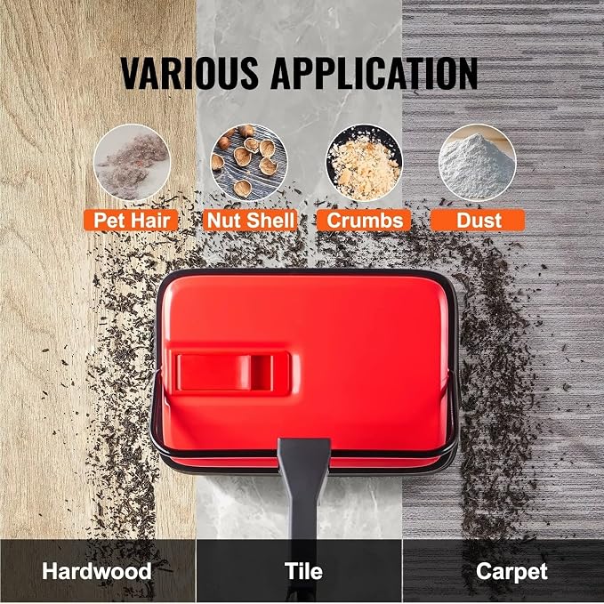 Carpet Sweeper, 6.7 in Sweeping Paths, Floor Sweeper Manual Non Electric - Image 6