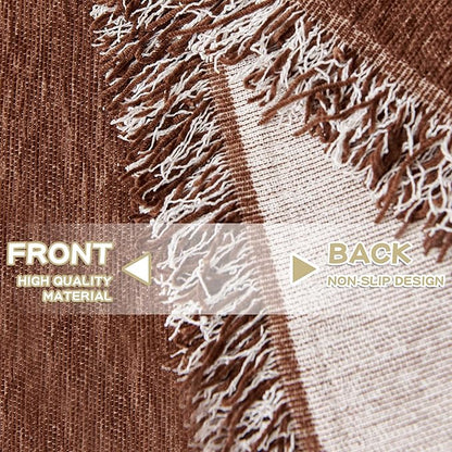 MYSKY HOME Sofa Covers for 2 Cushion Dogs - Boho Textured Soft Washable Decorative Couch Covers with Tassels, 71"x118", Chocolate