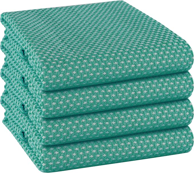 TWINY threads Kitchen Towels Set of 4, 100% Cotton Dotted Dish Towel, Tea Towels by TWINYThreads