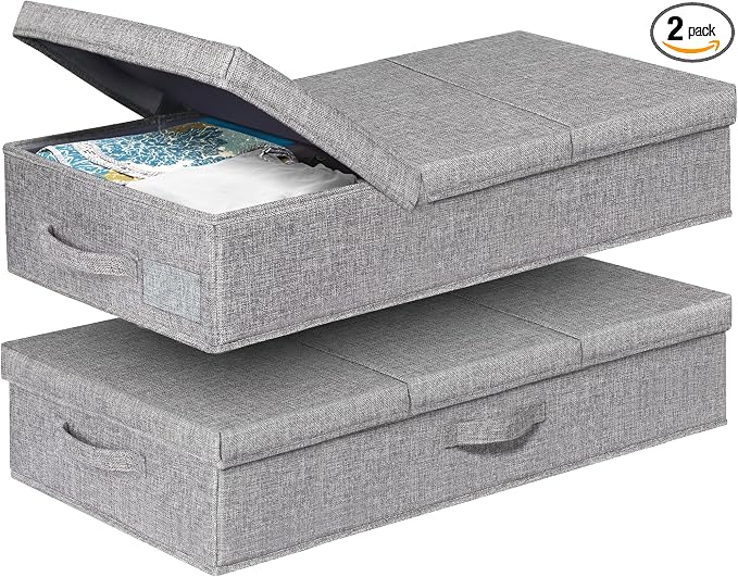 punemi Under Bed Storage With Lids, 2 Pack Large Underbed Storage Containers by Punemi