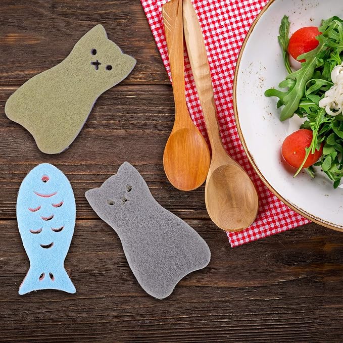 8 Pieces Kitchen Scrub Sponges Cat Fish Cleaning Sponge Dishwashing Scrubber - Image 6