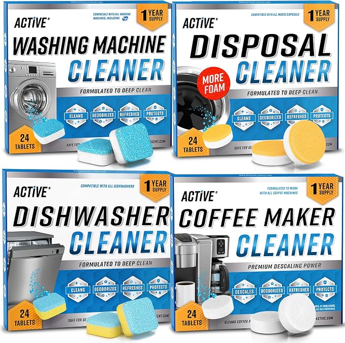 Washer Dishwasher Disposal & Coffee Cleaner Tablets by ACTIVE