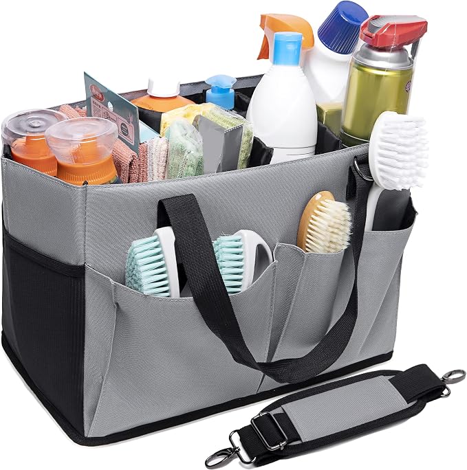 Cleaning Caddy with Handle and Shoulder Strap Organizer by DERABY