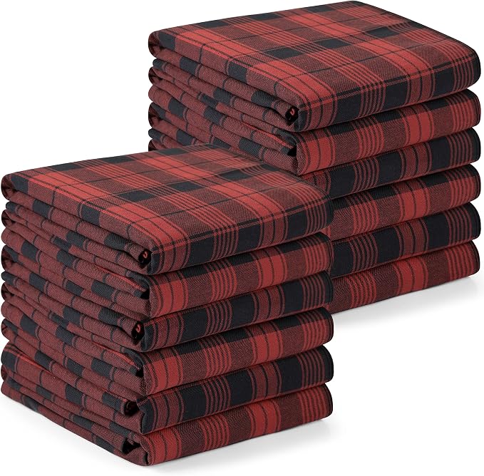 Utopia Towels Red & Black Dish Towels 100% Ring Spun Cotton Highly Absorbent & by UTOPIATOWELS