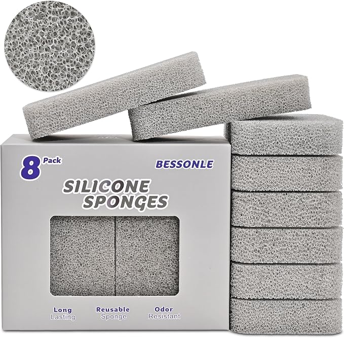 8 Pack Silicone Scrubbing Sponges, Heavy-Duty, Non-Scratch Kitchen Sponges by Unknown