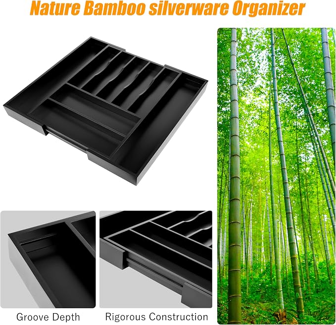 Bellsal Large Premium Bamboo Silverware Organizer - Image 4