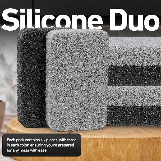 6-Pack Silicone Kitchen Scrubbing Sponges, Heavy-Duty, Non-Scratch Kitchen - Image 2