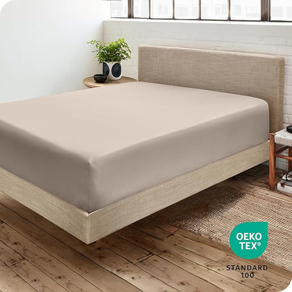 Bare Home Fitted Bottom Sheet Full Size - Premium 1800 Microfiber - Ultra-Soft Hotel Luxury - Deep Pocket - Durable and Long Lasting (Full, Pebble)