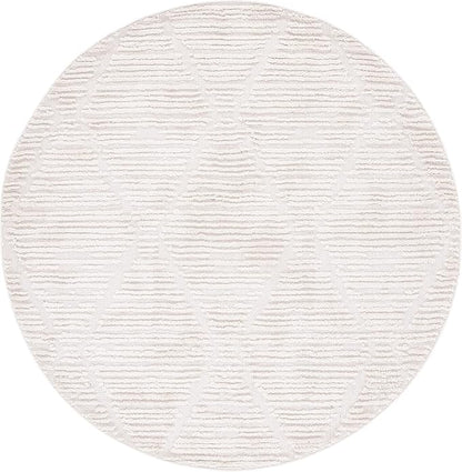 SAFAVIEH Marrakech Collection Area Rug - 5'3" Round, Beige, Moroccan Boho Tribal Tassel Design, Non-Shedding & Easy Care, Ideal for High Traffic Areas in Living Room, Bedroom (MRK517C)