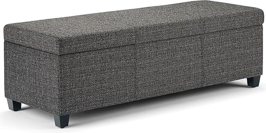 SIMPLIHOME Avalon 48 inch Wide Contemporary Rectangle Storage Ottoman Bench in by SimpliHome