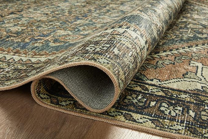 Loloi Magnolia Home by Joanna Gaines Banks Collection BAN-02 Denim/Clay 2'-3" x 3'-9" .13" Pile Height, Machine Washable, Accent Rug
