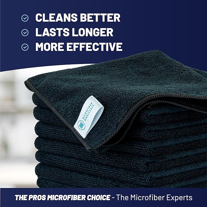 MW Pro Microfiber Cleaning Cloth | Black | 36 Pack | 16” x 16” | All Purpose - Image 2