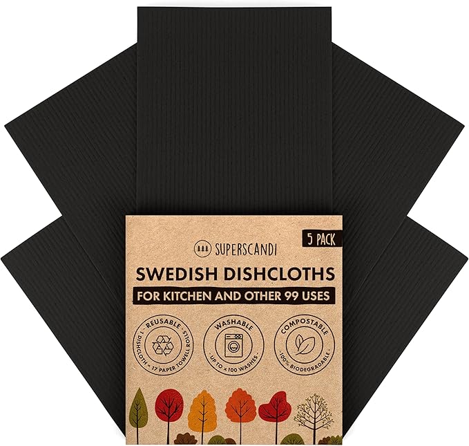 SUPERSCANDI 5 Pack Swedish Dishcloths by SUPERSCANDI