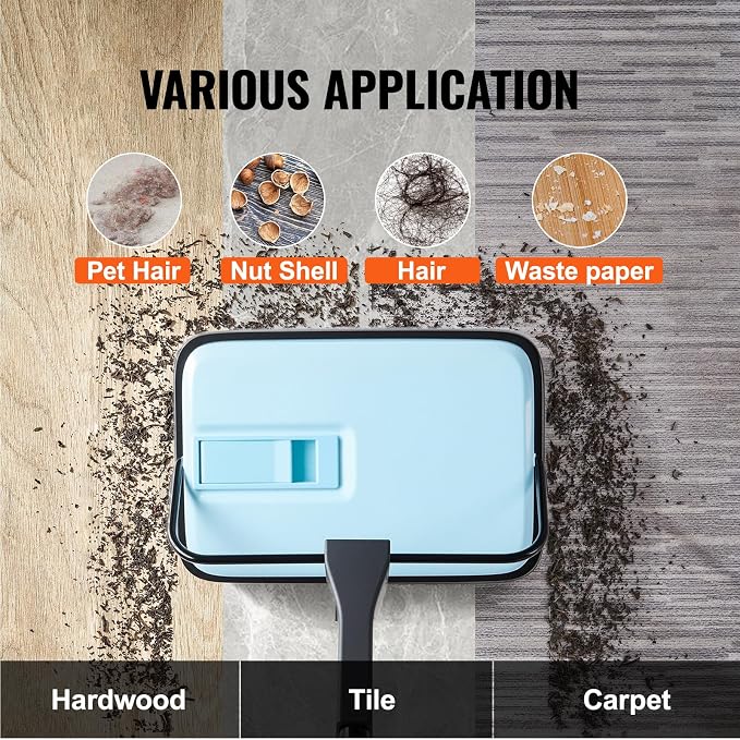 Happybuy Blue Manual Carpet Sweeper: A Compact Cleaning Powerhouse. Boasting a - Image 6