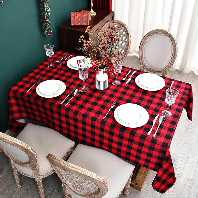 Gingham Xmas Tablecloth Fabric - Image 3