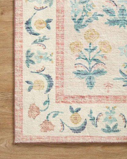 Loloi Rifle Paper Co. Eden Collection EDE-01 Mughal Rose Blush 5'-0" x 7'-6" Area Rug feat. CloudPile™