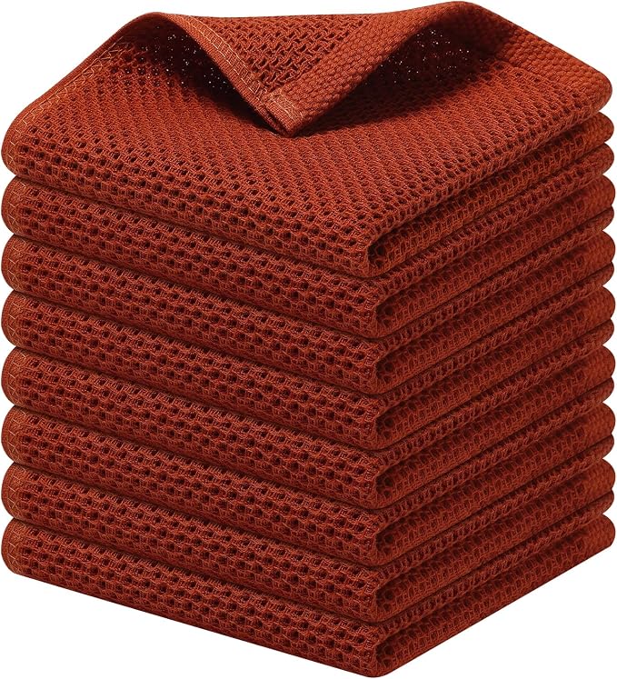 Kitinjoy 100% Cotton Kitchen Dish Cloths, 8 Pack Waffle Weave Ultra Soft by Kitinjoy