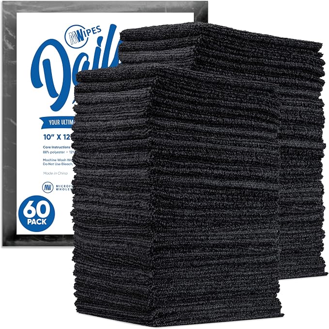 Dailies Microfiber Cleaning Cloths | 60-Pack 12"x10" | Fits TowelNest Dispenser by MicrofiberWholesale