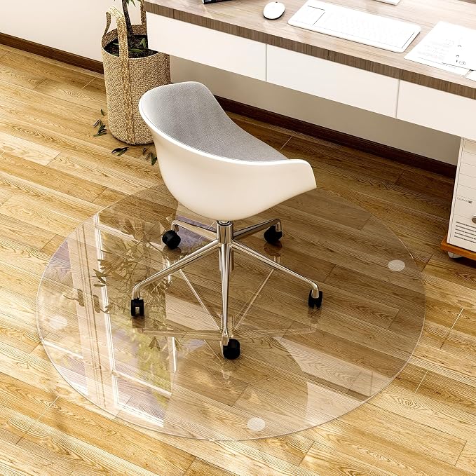 46" x 46" Glass Chair Mat, Round Tempered Glass Floor Mat - Image 4