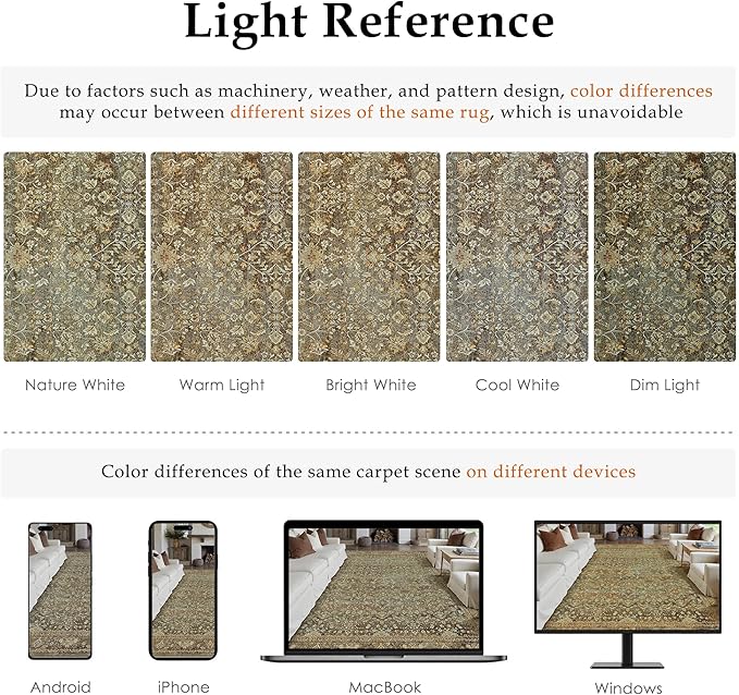 Runner Rug 2x8 Brown Hallway Washable Kitchen Vintage Carpet Non Slip Long Indoor Bedroom Retro Traditional Accent Throw Rug for Bathroom Office Entryway Laundry Dining