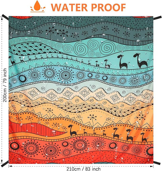 WIWIGO Beach Blanket Waterproof Sandproof Beach Mat 79" X 83"/10'x9'for 2-8 - Image 2