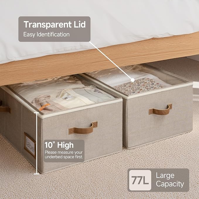 StorageWorks Under Bed Storage Bins, 90L Clothes Organizer - Image 3