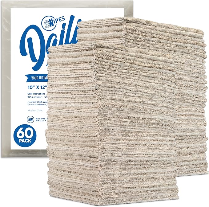Microfiber Wholesale Dailies Microfiber Cleaning Cloths | 60-Pack 12"x10" | by MicrofiberWholesale