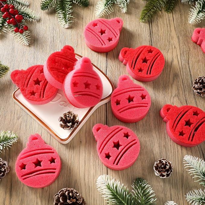 Tioncy 12 Pack Christmas Ball Kitchen Sponges Bulk Dual Sided Scrubber Sponges by Tioncy