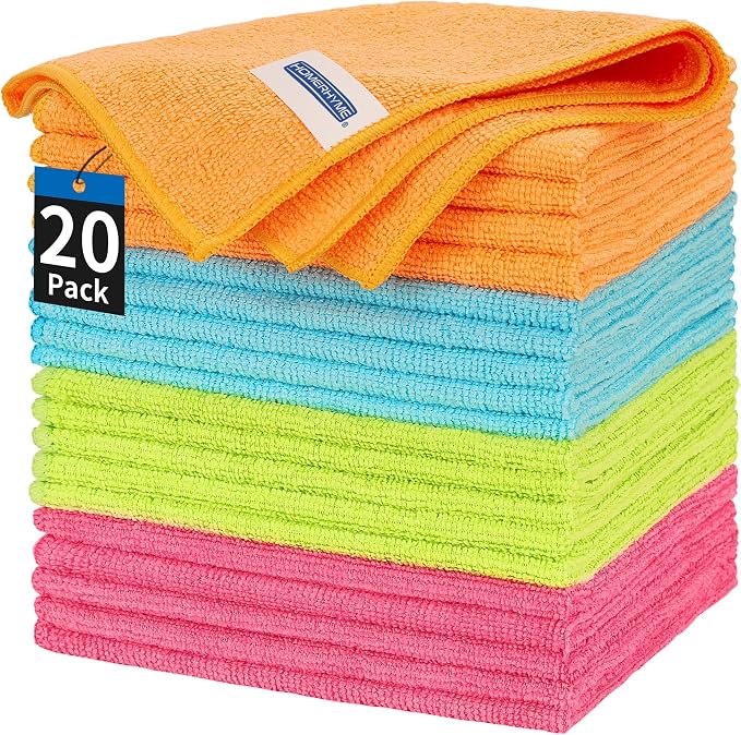 HOMERHYME Microfiber Cleaning Cloth, 20 Pack Cleaning Rags, Washable Reusable by HOMERHYME