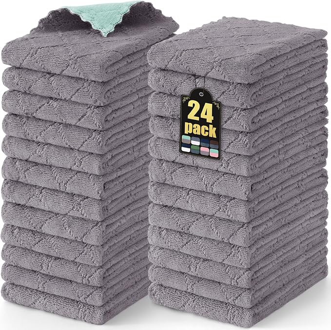 Mordimy 24 Pack Kitchen Towels, Super Soft and Absorbent Dish Towels, Coral by Mordimy