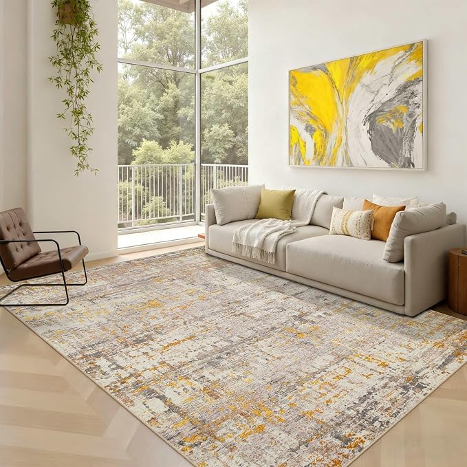 5x7 Area Rugs for Bedroom Living Room, Non-Slip Washable Modern Neutral by Rugxara