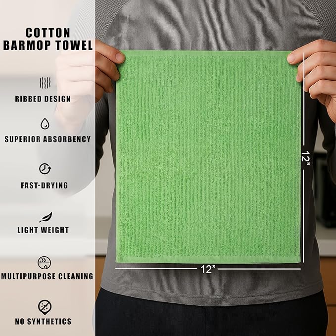 Textila Bar Mop Towels 12x12 Inch – Apple Green – Pack of 10 - Image 3