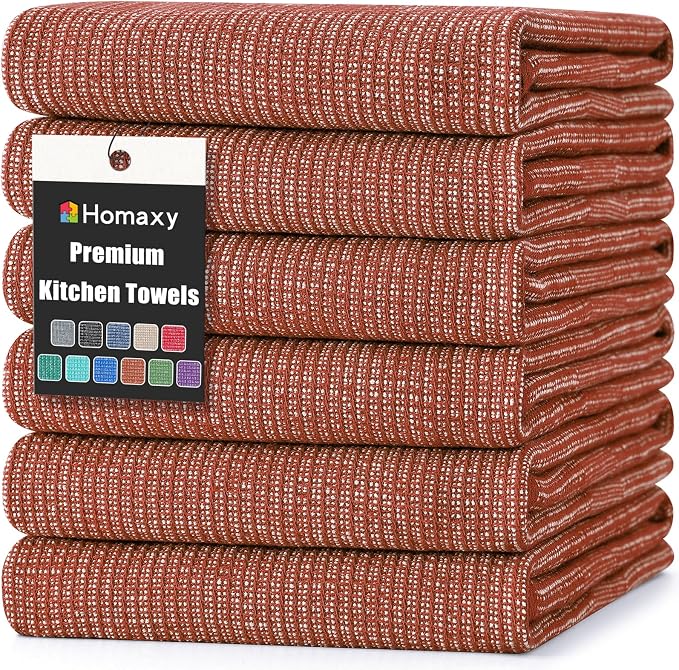 Homaxy Premium Kitchen Towels, Large Cotton Kitchen Hand Towels, Flat and Terry by Homaxy