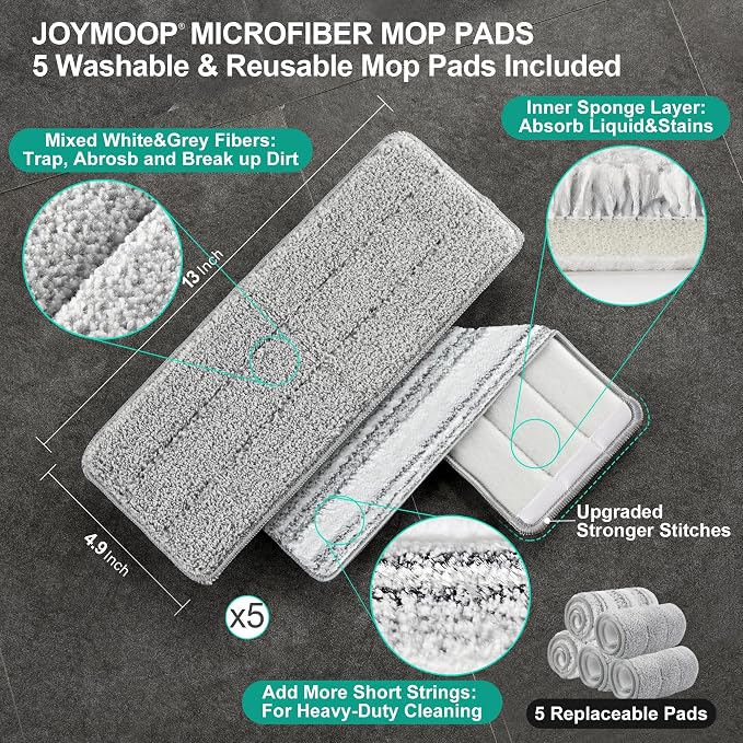 JOYMOOP Mop and Bucket with Wringer Set, Hands Free Flat Floor Mop and Bucket - Image 5