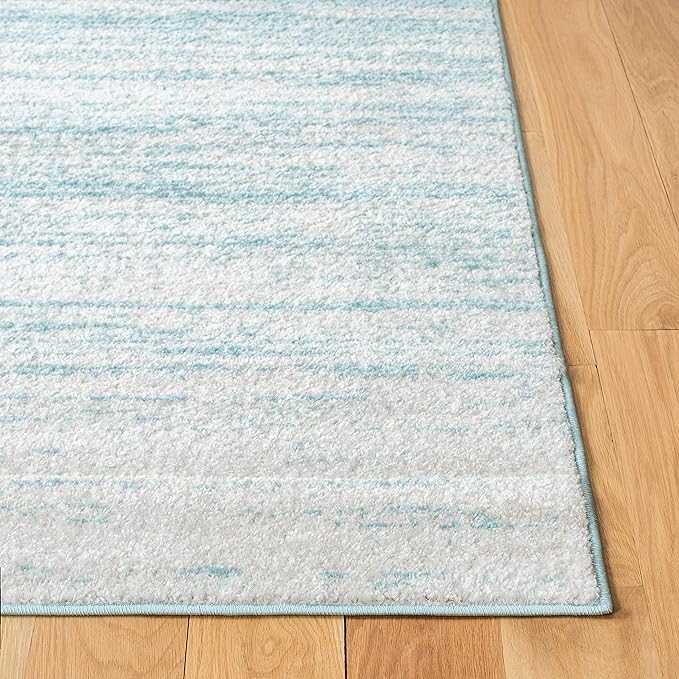 SAFAVIEH Adirondack Collection Area Rug - 6'7" Square, Aqua & Ivory, Modern Ombre Design, Non Shedding & Easy to Clean, Ideal for Living Room, Bedroom, Office, Dining Space (ADR113J)