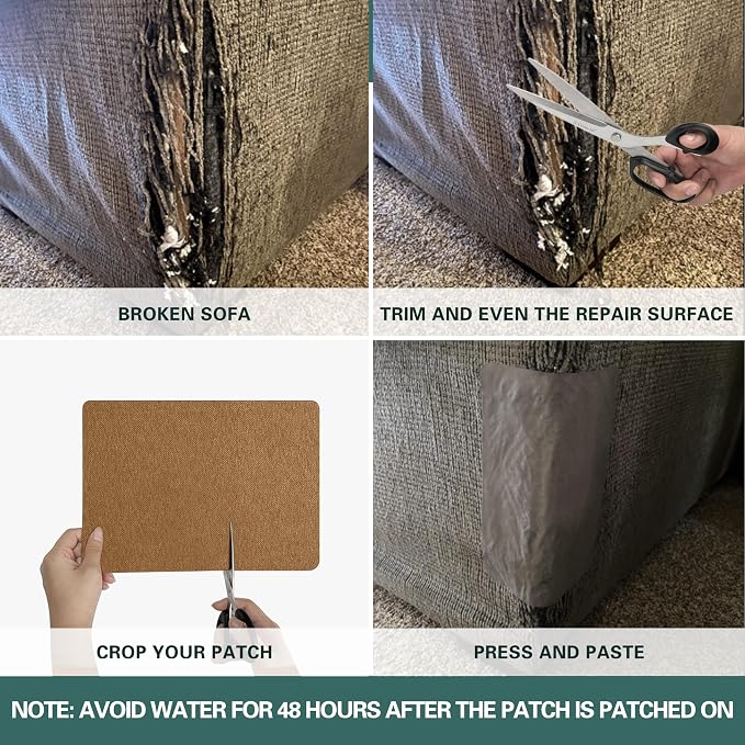 Azobur Couch Patch Repair Fabric, Microfiber Fabric, Self-Adhesive, - Image 4