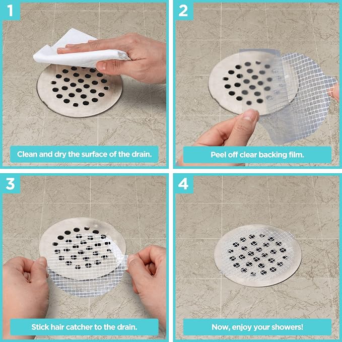 100 Pack Disposable Shower Drain Hair Catcher Mesh Stickers - Image 5
