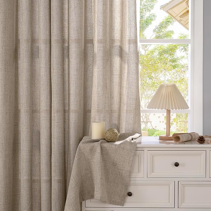 YoungsTex Dark Oatmeal Linen Curtains 78 Inch Length - Image 8