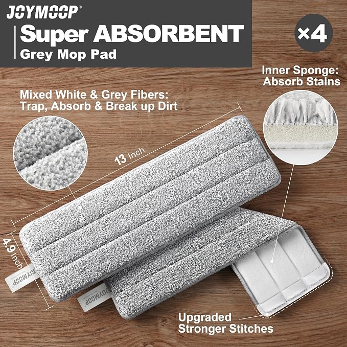 JOYMOOP Flat Mop Pads, Microfiber Mop Cleaning Pads, Washable Pads, Pads - Image 2