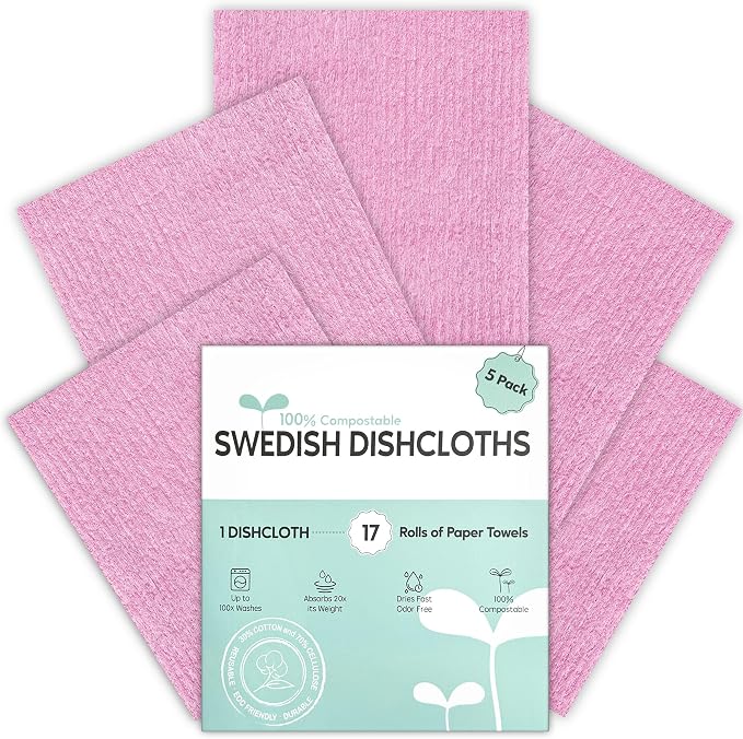 Swedish Dishcloths for Kitchen, 5 Pack Swedish Dish Cloths, Ultra Absorbent by Unknown