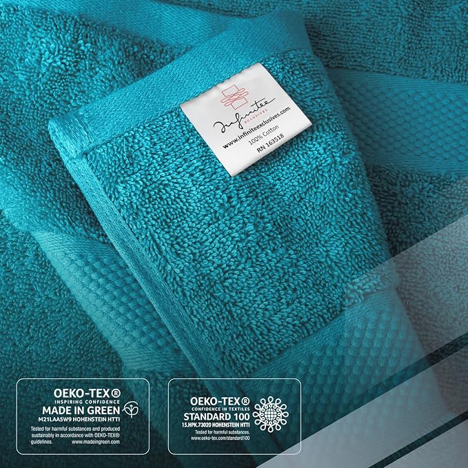 Infinitee Xclusives Luxury 100% Cotton Towel Set – 8 Piece Bathroom Towel Set – - Image 5