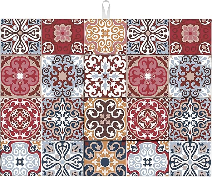 Retro Bohemian Dish Drying Mat 18x24 inches Microfiber Absorbent Fast Dry Mat by Unknown