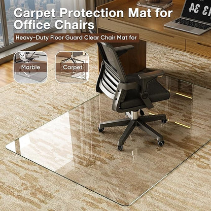 Antok Tempered Glass Chair Mat, 28"x48" Office Chair Mat for Carpet & Hardwood Floors, Heavy Duty 0.2" Desk Chair Mat for Smooth Rolling at Home or Office
