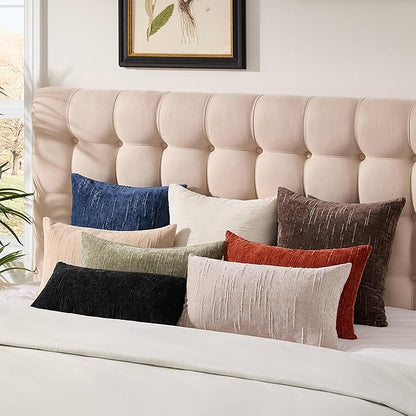 Set of 2 Soft Textured Throw Pillow Covers 16x16, Invisible Zipper Neutral Cushion Cases, Easy - Care Decorative Farmhouse Decor for Living Room Couch (Dark Brown, 16" x 16" (Pack of 2))