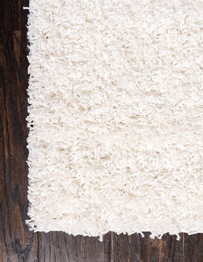 Unique Loom Solid Shag Collection Area Rug (8' x 10' Rectangle, Snow White)