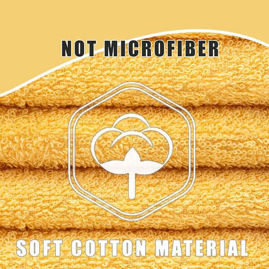 Textila Terry Wash Cloths – Pack of 10, Warm Yellow, 12x12 Inches – Soft - Image 2