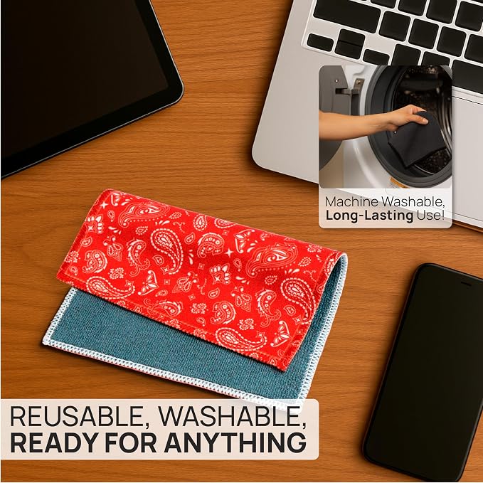 Quick Cloth Microfiber Glasses Cleaning Cloths – 8x8, Paisley Red, 1 Pack - Image 4