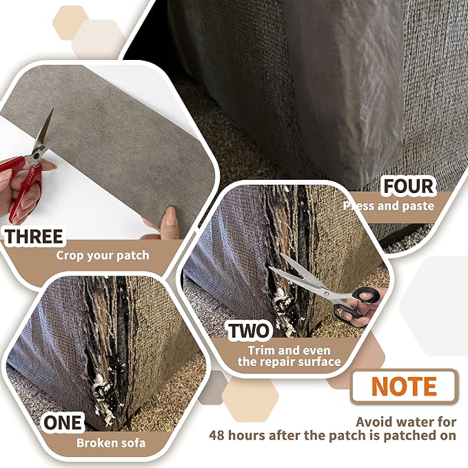 Azobur Sofa Fabric Repair Patch, Oversized Microfiber Patch，Self Adhesive - Image 3