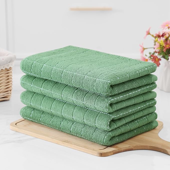 Homaxy 100% Cotton Terry Kitchen Towels, Checkered Designed, Soft and Super - Image 6